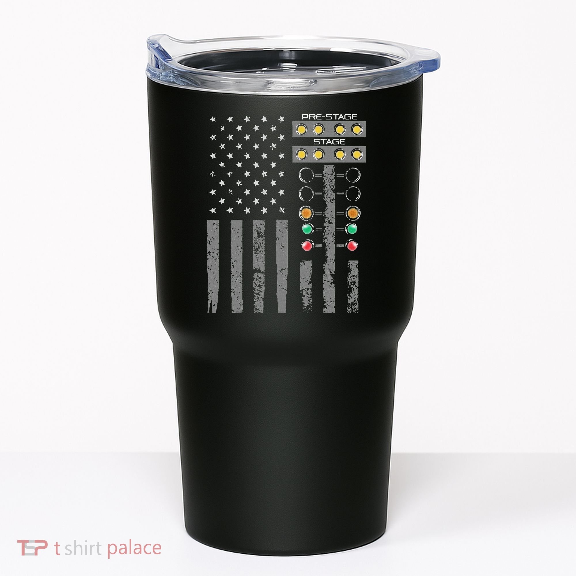 American Flag Drag Racing Strip Tree Light For Dragster Tumbler