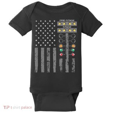 American Flag Drag Racing Strip Tree Light For Dragster Baby Bodysuit