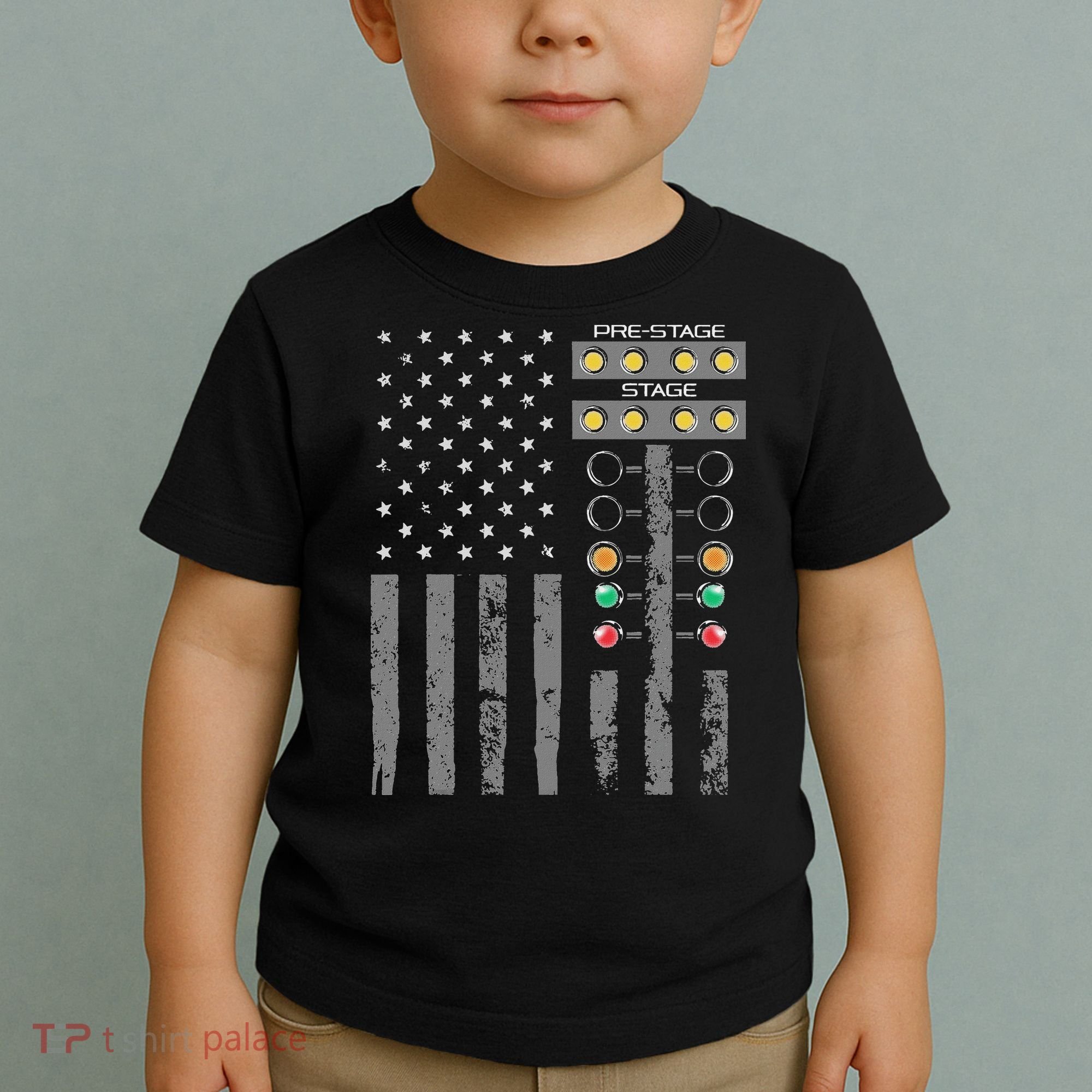 American Flag Drag Racing Strip Tree Light For Dragster Toddler T-Shirt