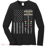 American Flag Drag Racing Strip Tree Light For Dragster Women's Long Sleeve Shirt thumb 0