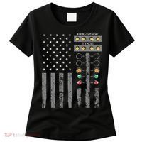 American Flag Drag Racing Strip Tree Light For Dragster Women's T-Shirt thumb 0