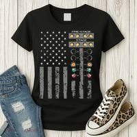 American Flag Drag Racing Strip Tree Light For Dragster Women's T-Shirt thumb 3