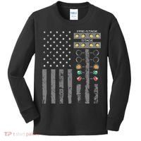 American Flag Drag Racing Strip Tree Light For Dragster Kids Long Sleeve Shirt thumb 0