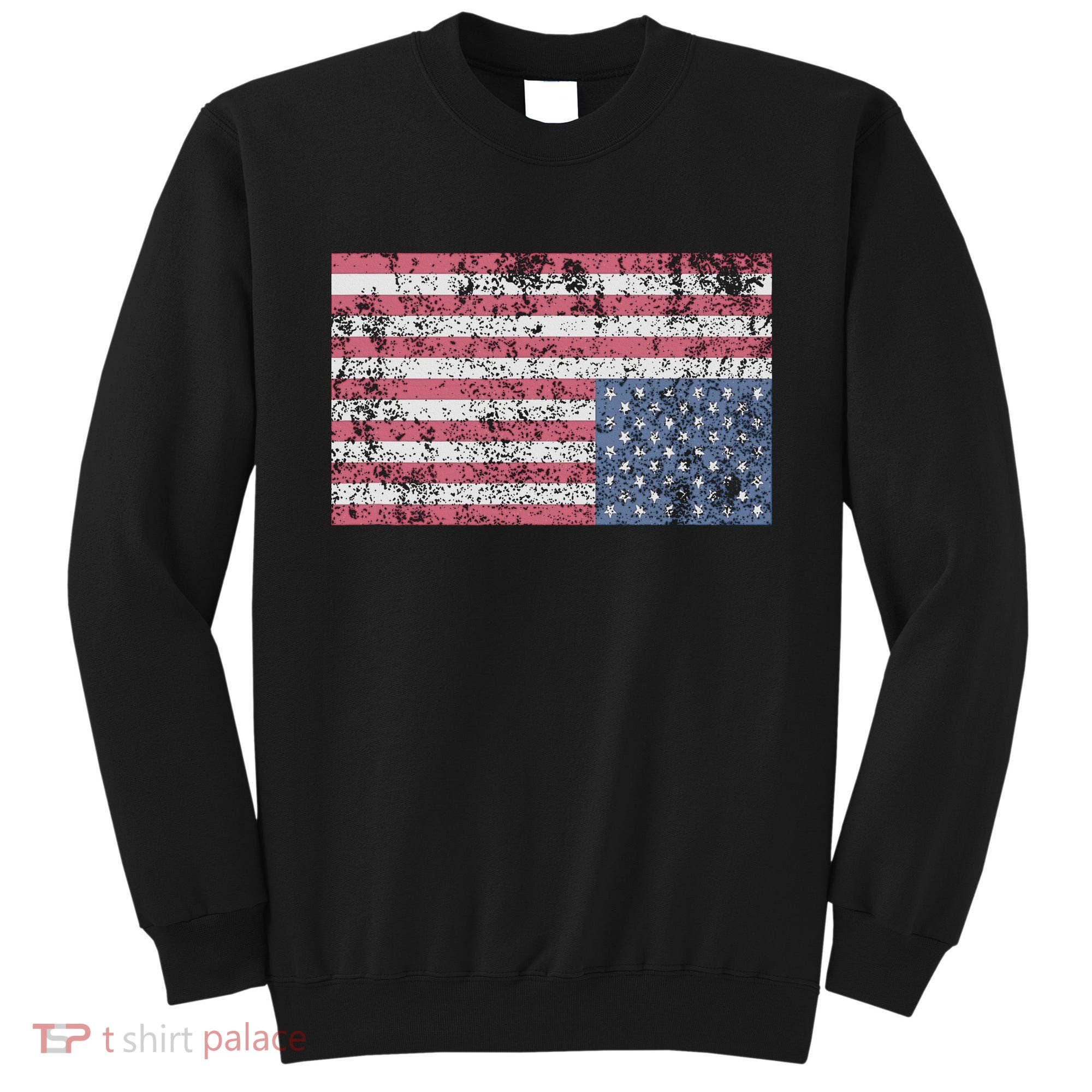 American Flag Distress Upside Down United States Usa Sweatshirt