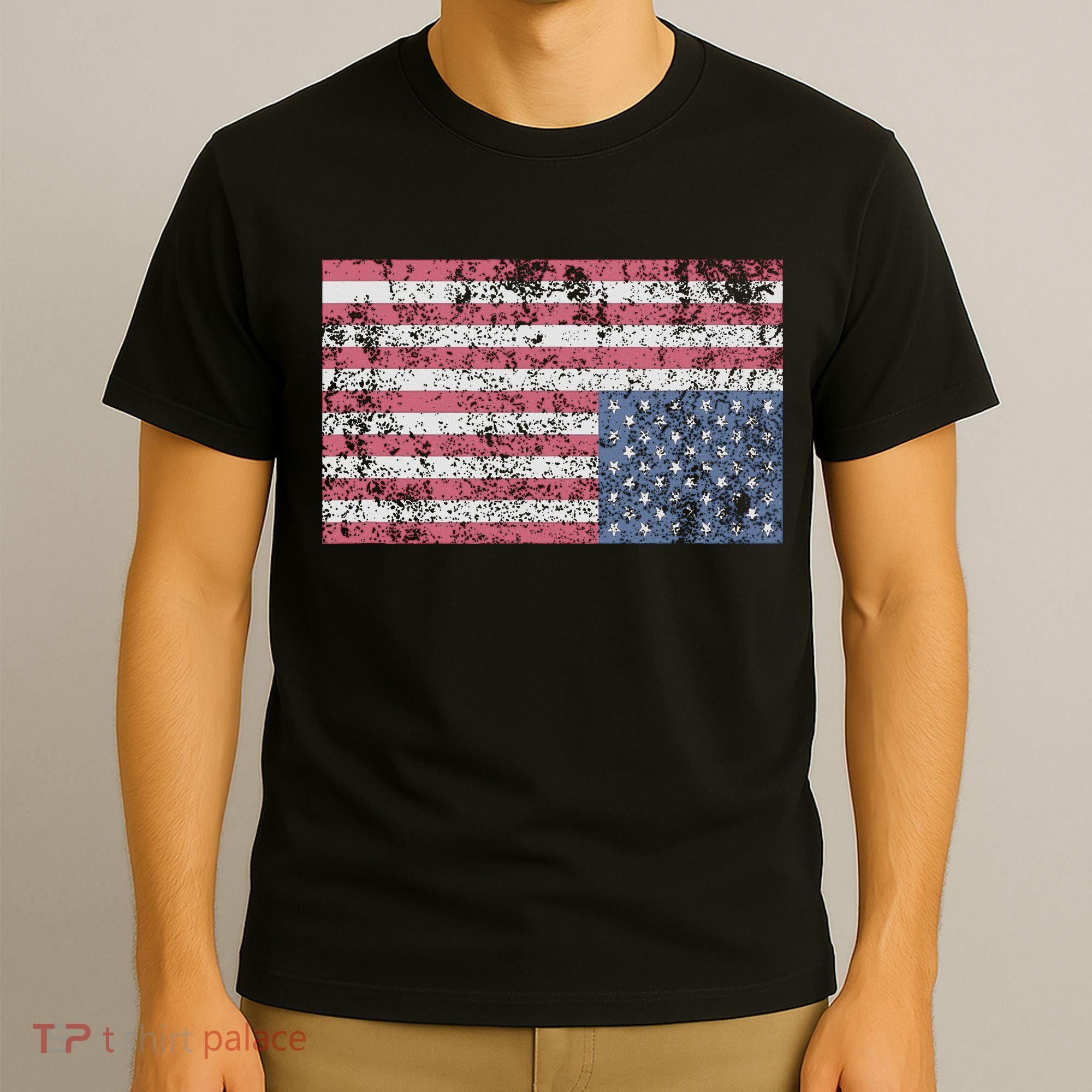 American Flag Distress Upside Down United States Usa T-Shirt
