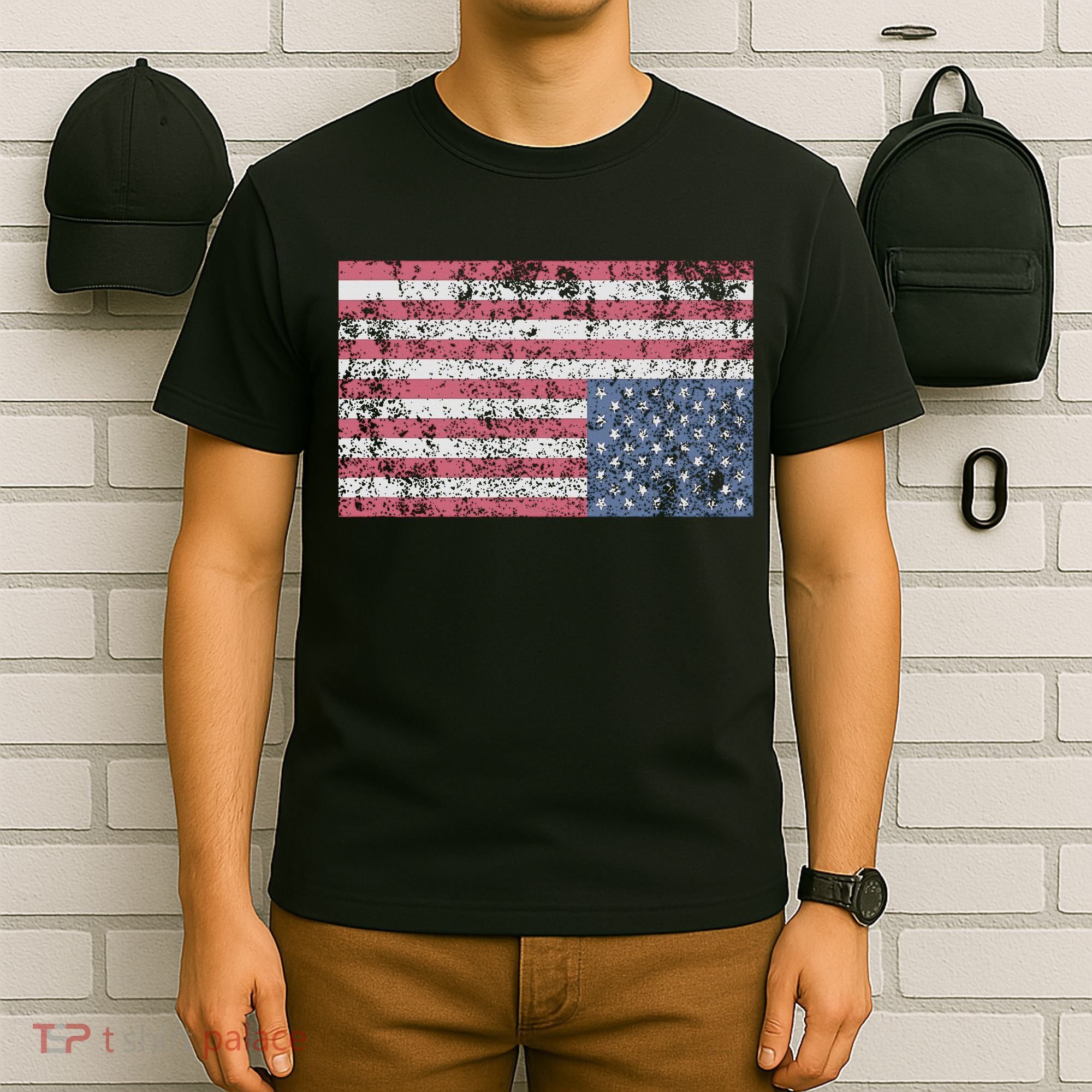 American Flag Distress Upside Down United States Usa T-Shirt