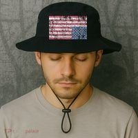 American Flag Distress Upside Down United States Usa Bucket Hat thumb 2