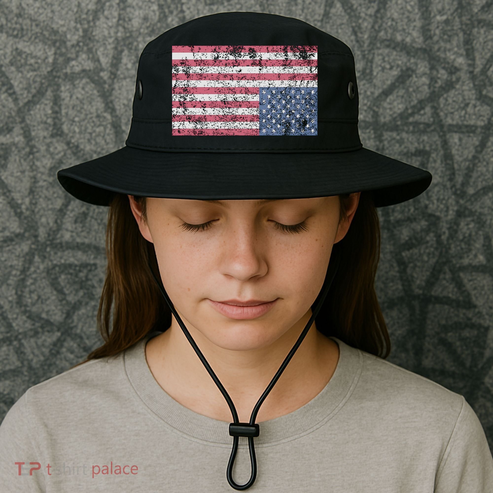 American Flag Distress Upside Down United States Usa Bucket Hat