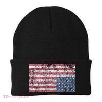 American Flag Distress Upside Down United States Usa Beanie thumb 0