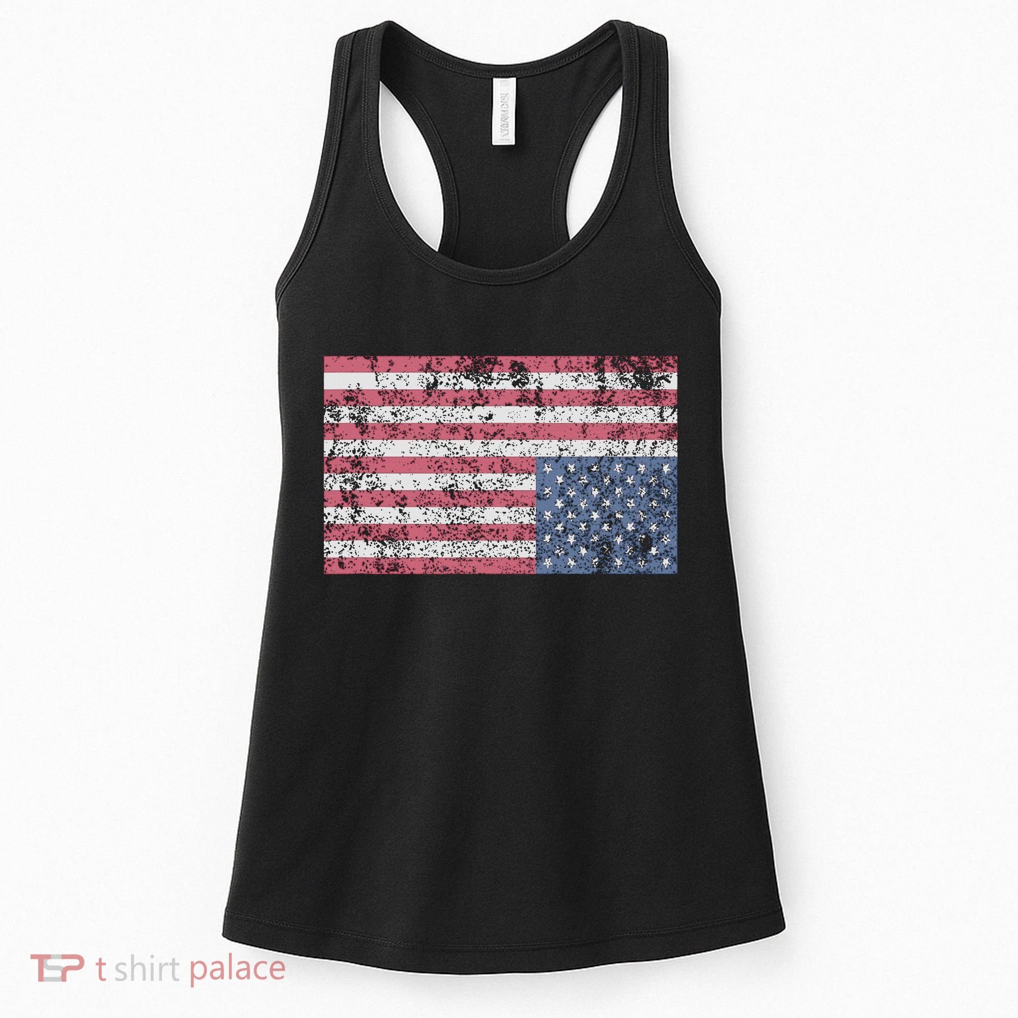 American Flag Distress Upside Down United States Usa Women's Tank Top