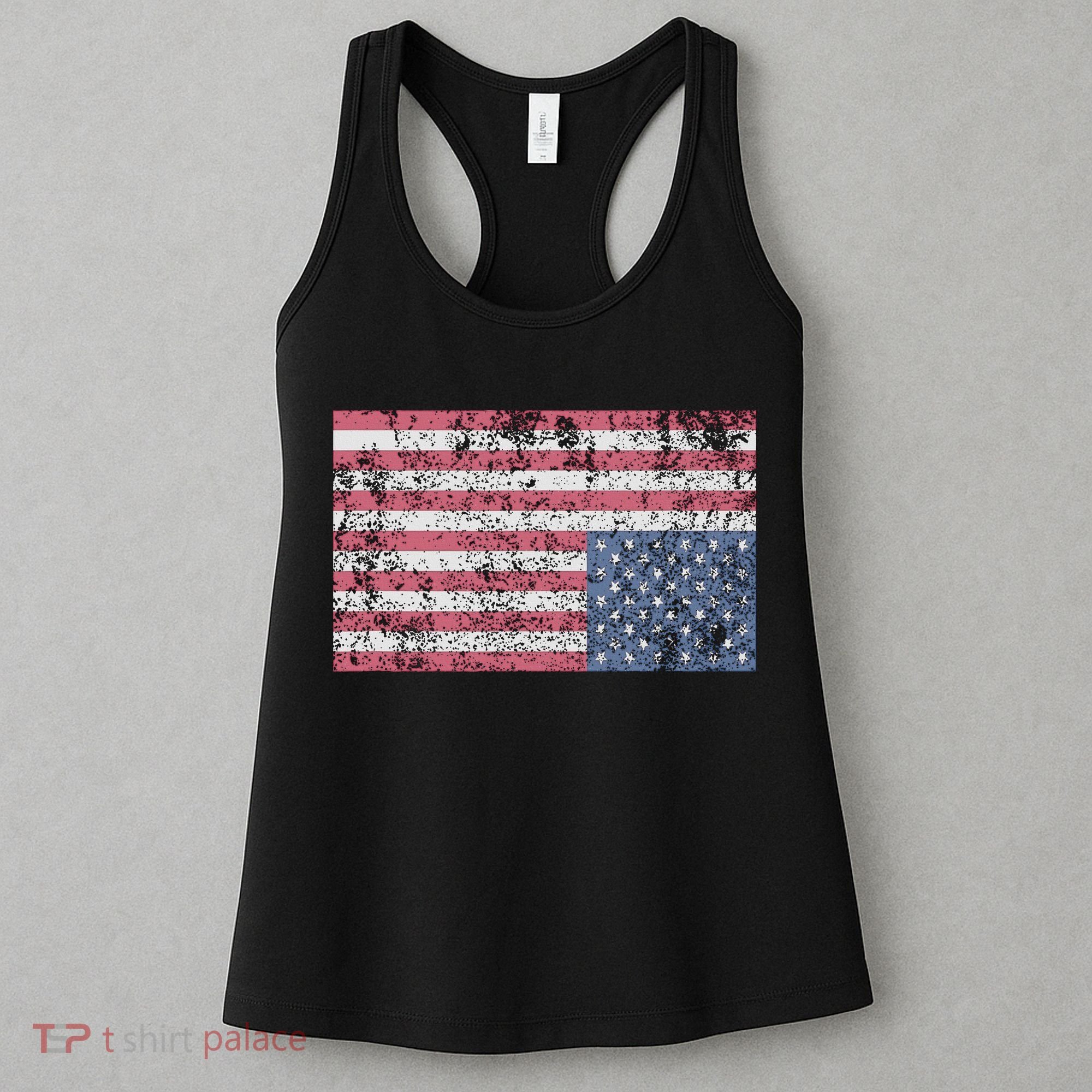 American Flag Distress Upside Down United States Usa Women's Tank Top