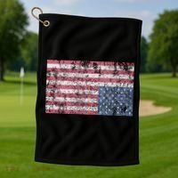 American Flag Distress Upside Down United States Usa Golf Towel thumb 1