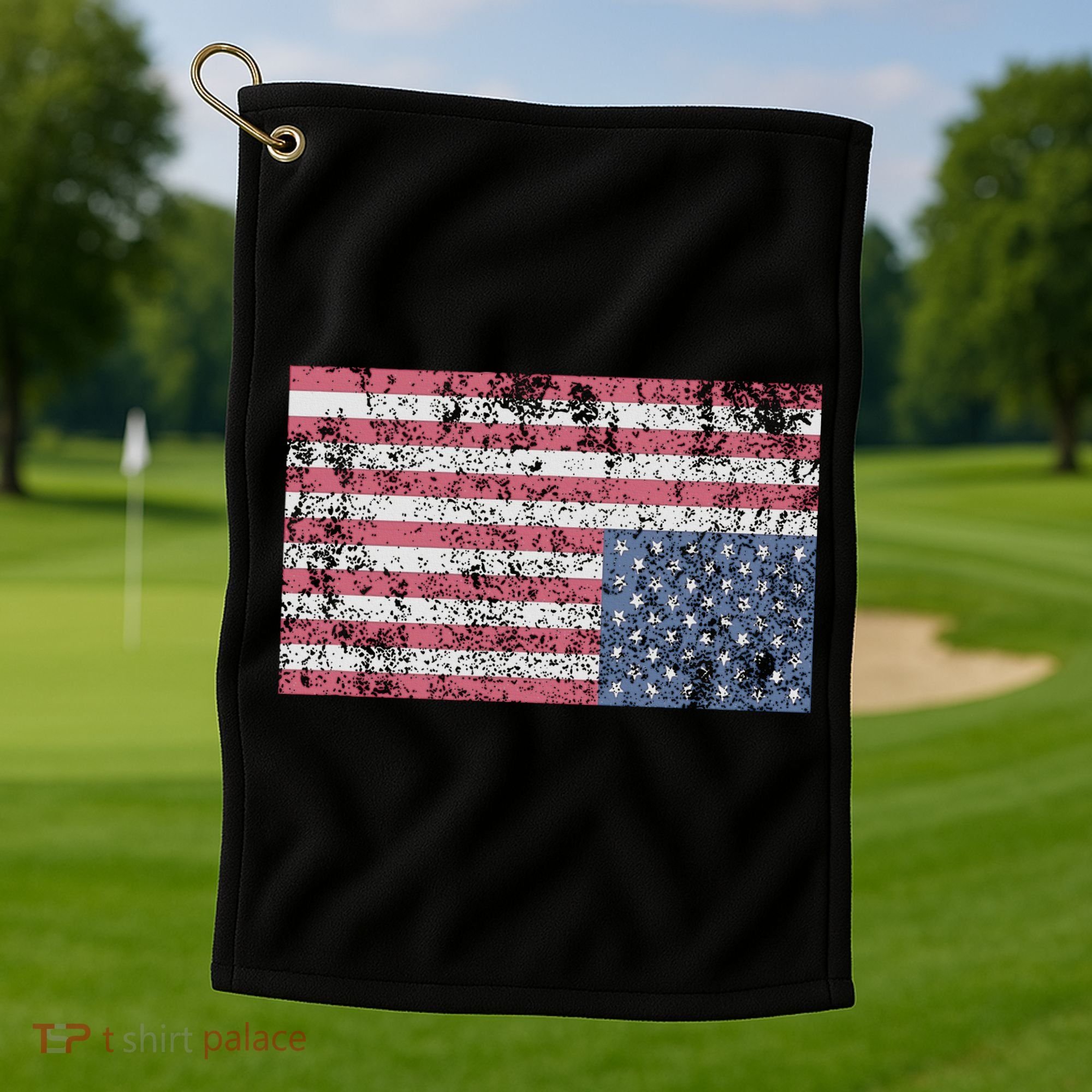 American Flag Distress Upside Down United States Usa Golf Towel