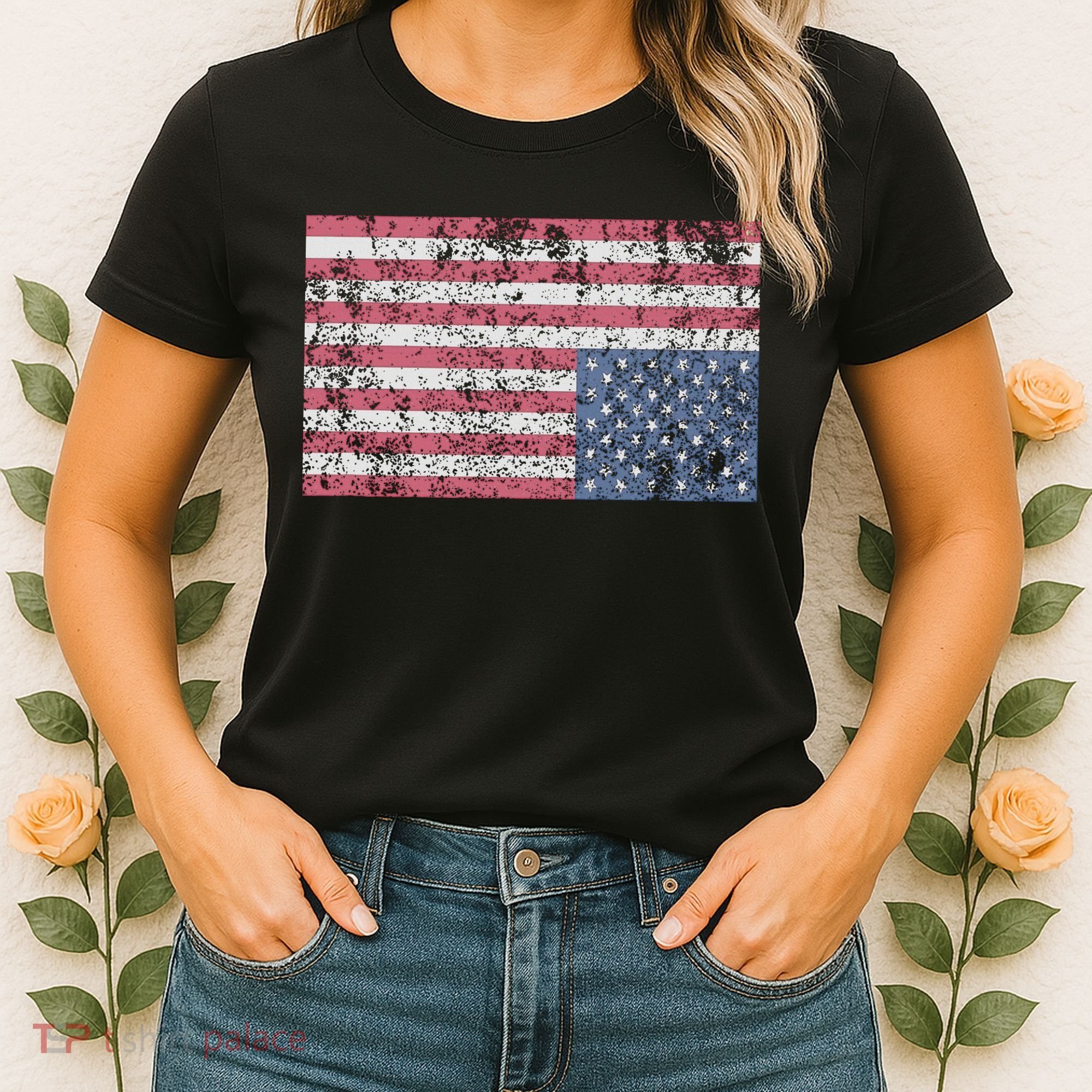 American Flag Distress Upside Down United States Usa Women's T-Shirt