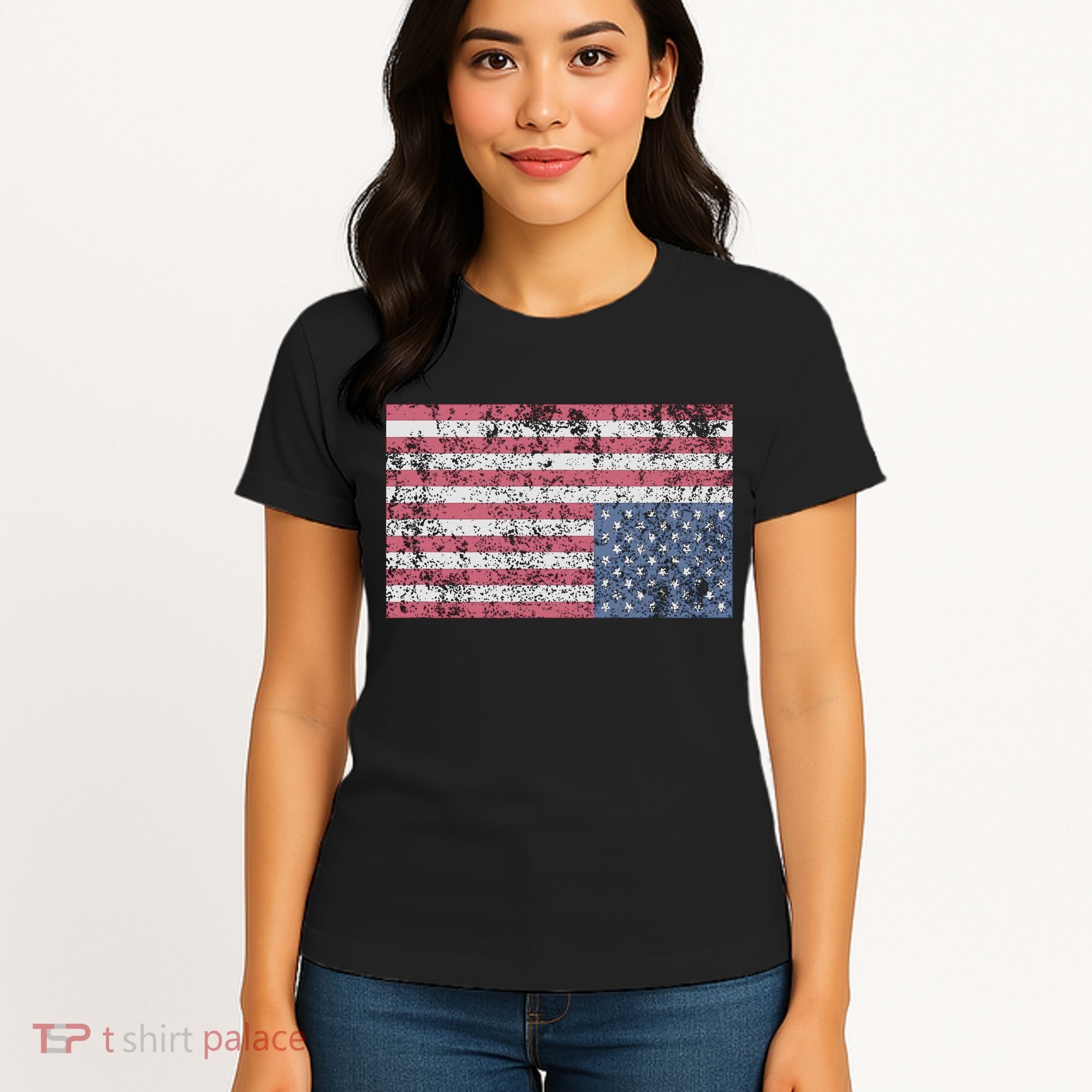 American Flag Distress Upside Down United States Usa Women's T-Shirt