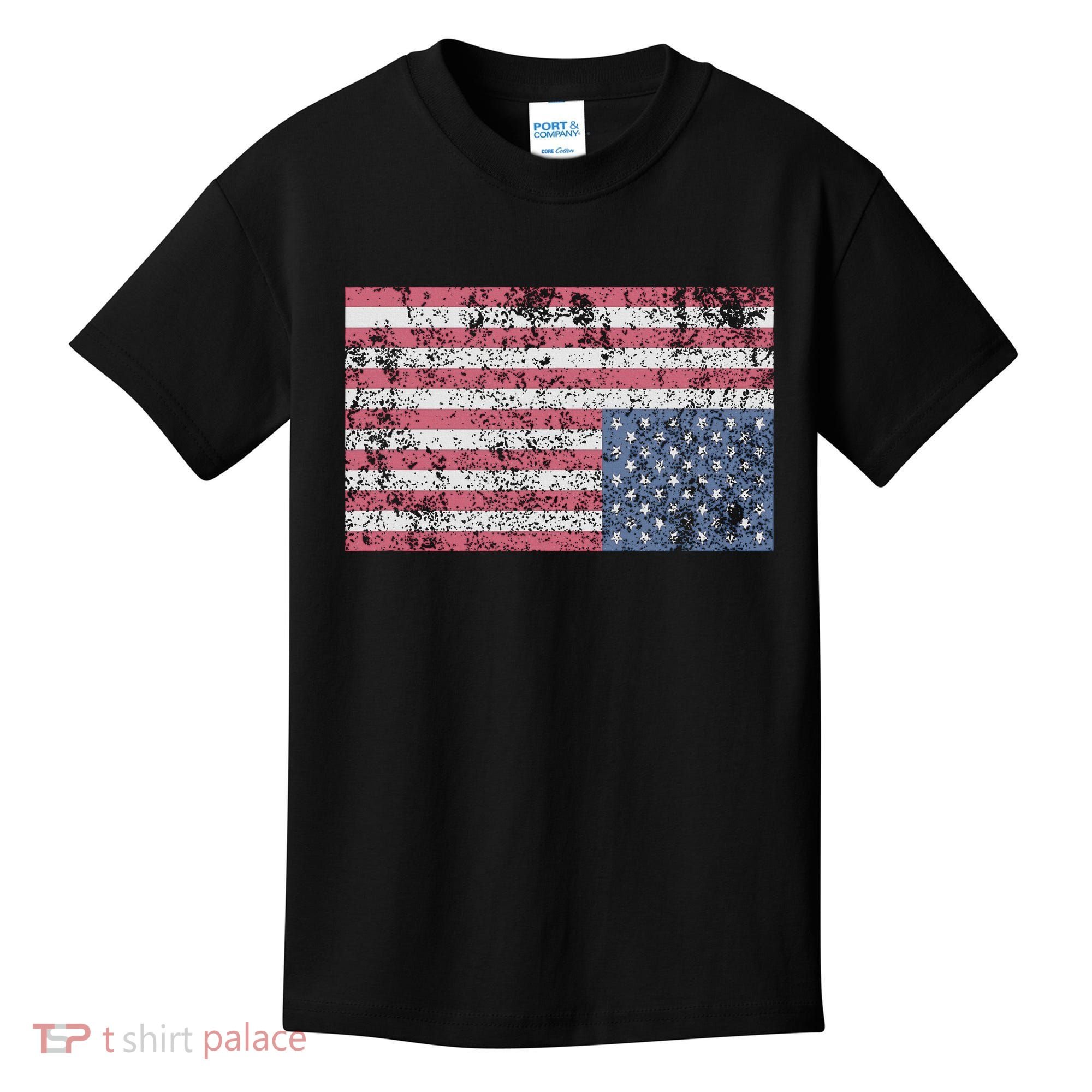 American Flag Distress Upside Down United States Usa Kids T-Shirt
