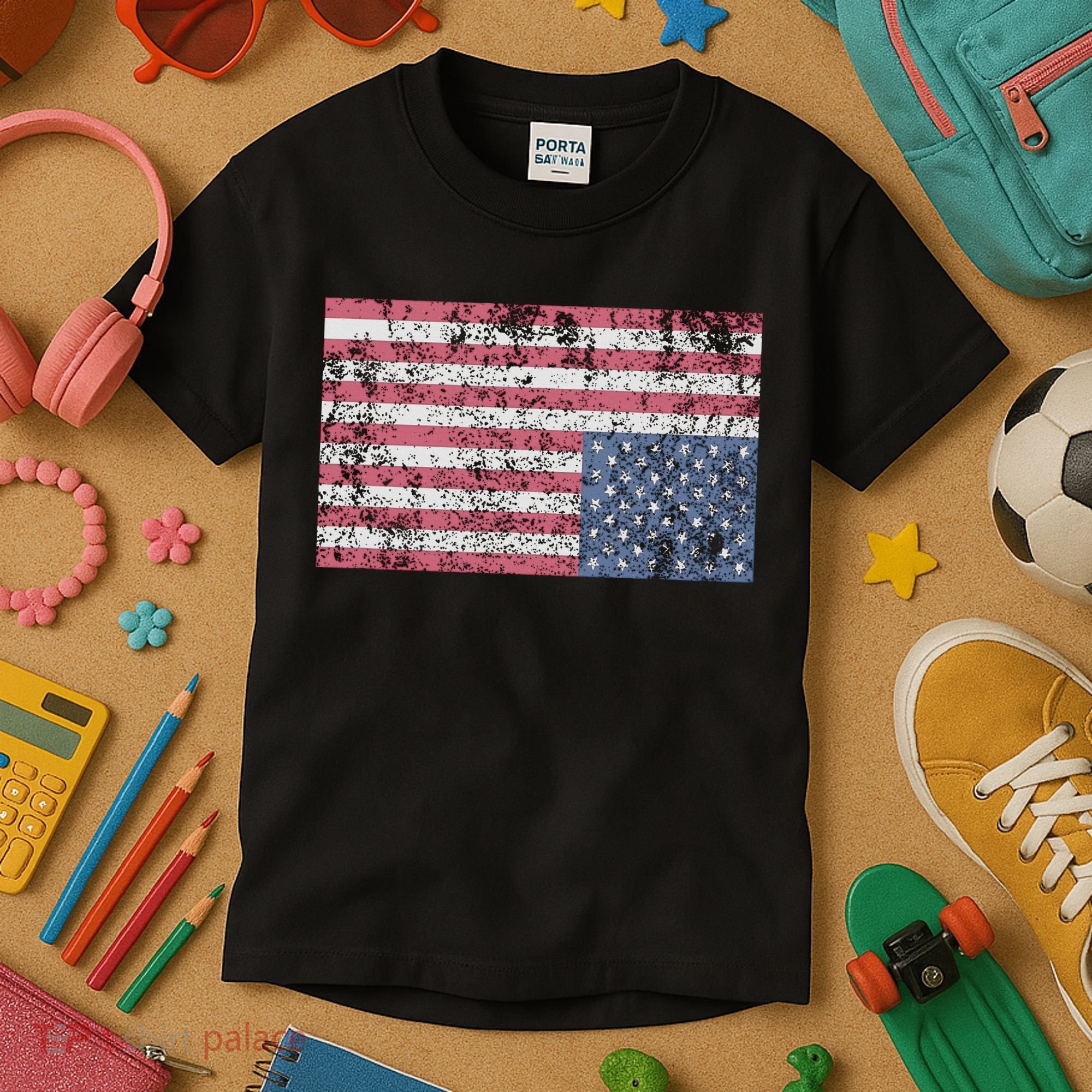 American Flag Distress Upside Down United States Usa Kids T-Shirt