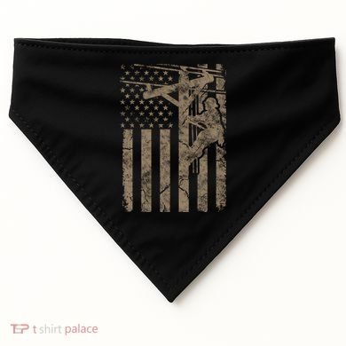 American Flag Distressed Patriotic Electric Cable Lineman Gift USA-Made Doggie Bandana
