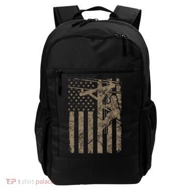 American Flag Distressed Patriotic Electric Cable Lineman Gift Backpack