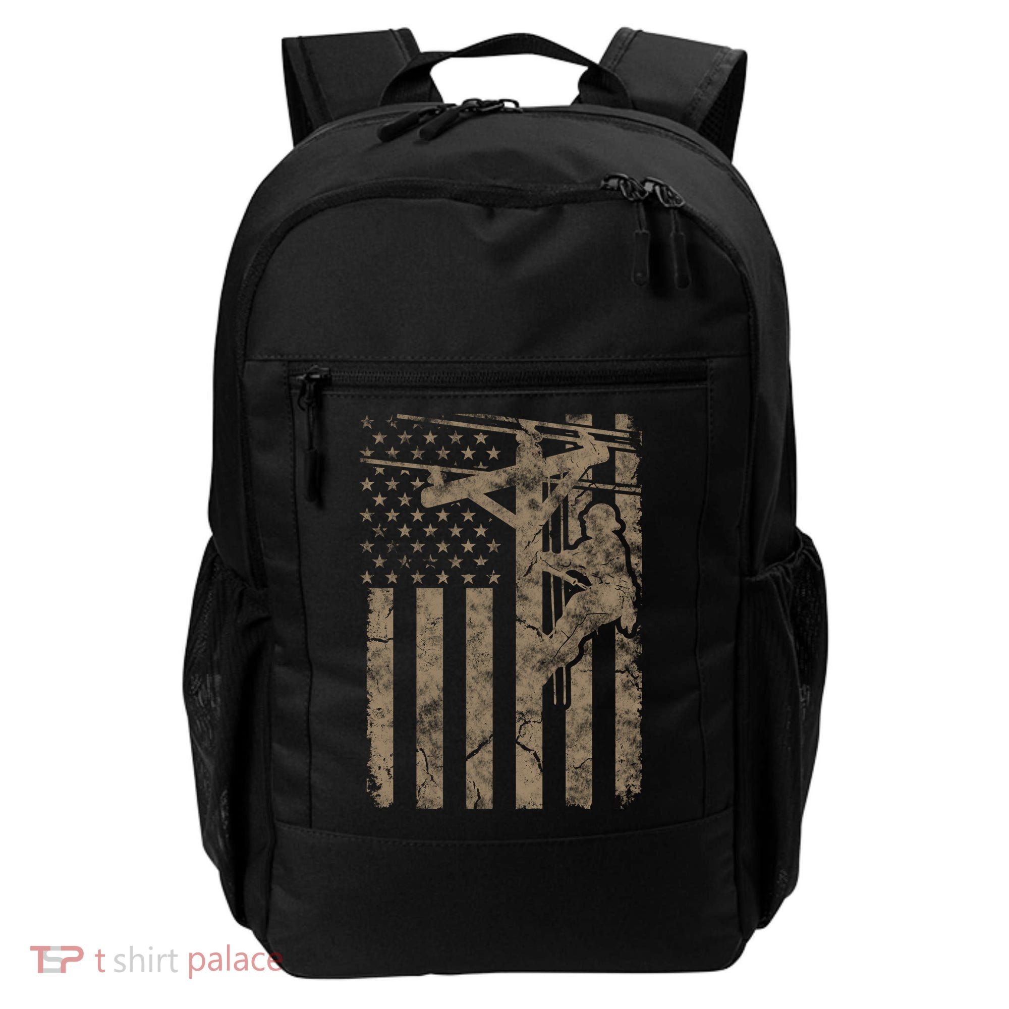 American Flag Distressed Patriotic Electric Cable Lineman Gift Backpack