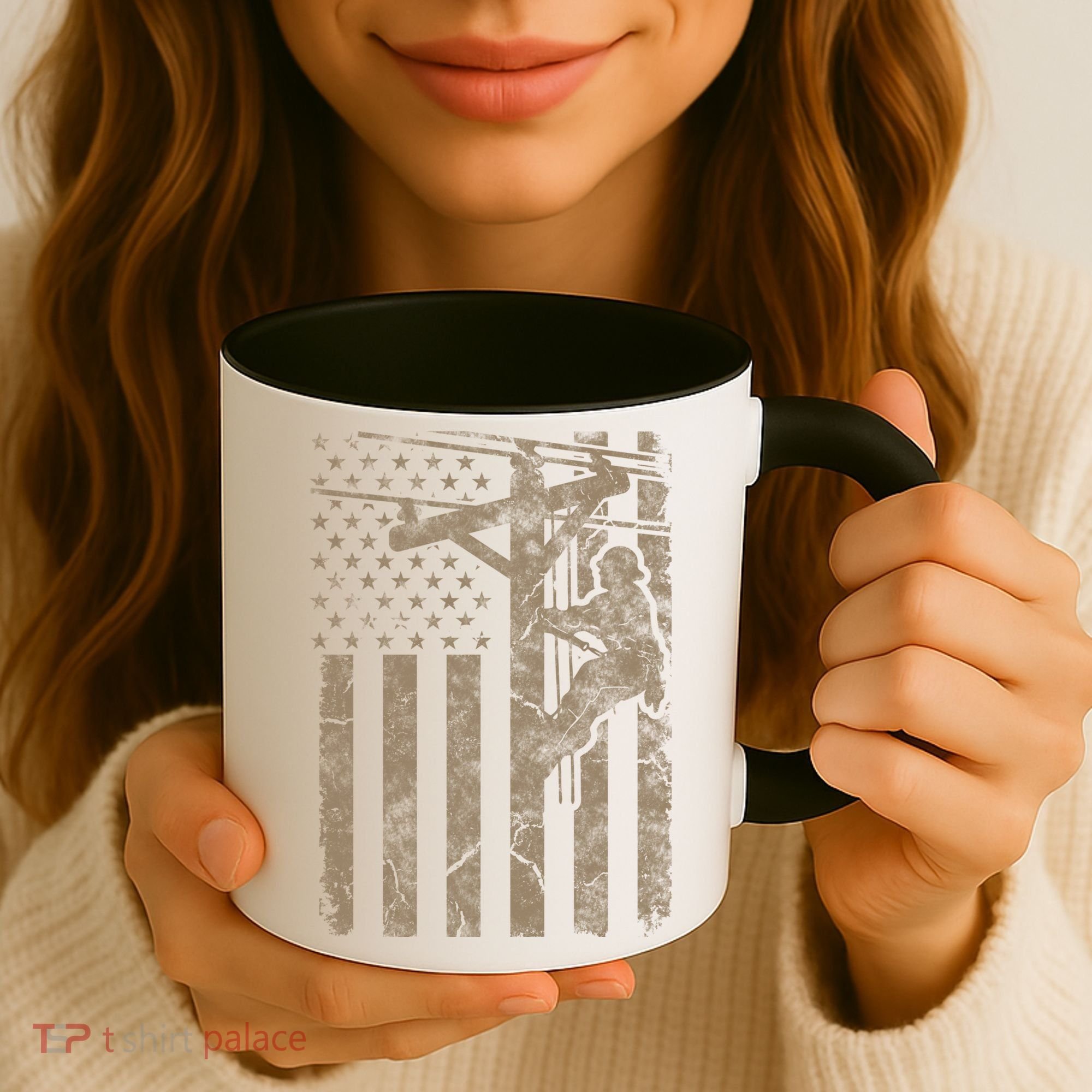 American Flag Distressed Patriotic Electric Cable Lineman Gift Coffee Mug