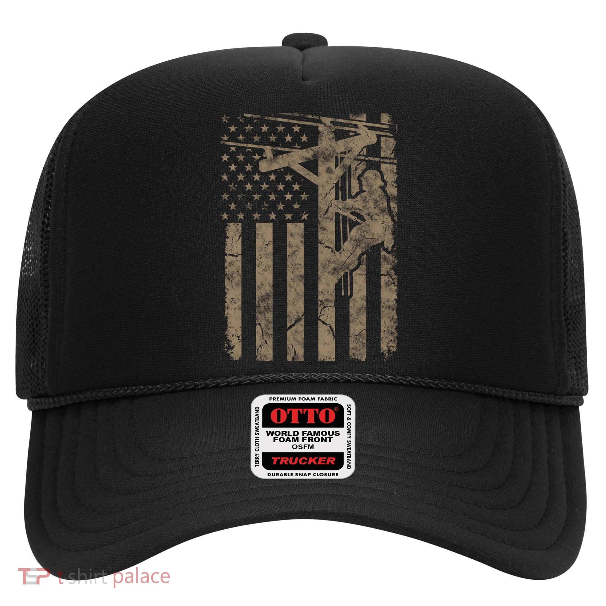 American Flag Distressed Patriotic Electric Cable Lineman Gift Hat