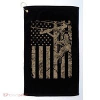 American Flag Distressed Patriotic Electric Cable Lineman Gift Golf Towel thumb 0