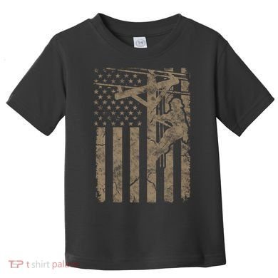 American Flag Distressed Patriotic Electric Cable Lineman Gift Toddler T-Shirt