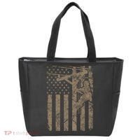 American Flag Distressed Patriotic Electric Cable Lineman Gift Tote Bag thumb 0