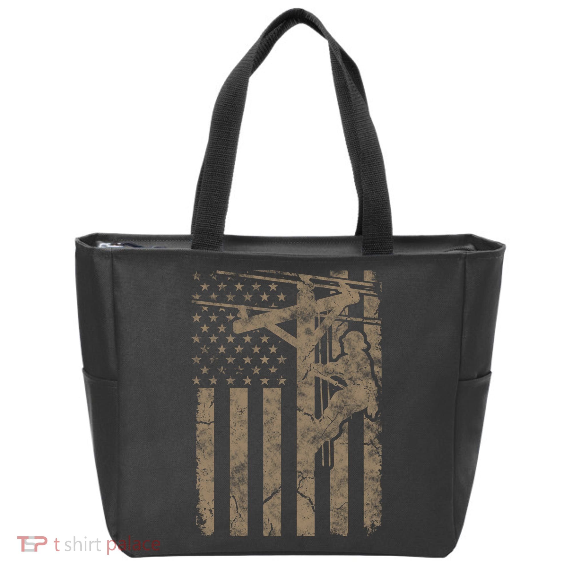 American Flag Distressed Patriotic Electric Cable Lineman Gift Tote Bag