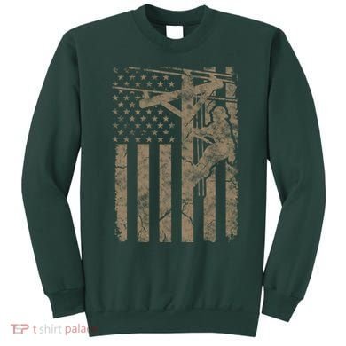 American Flag Distressed Patriotic Electric Cable Lineman Gift Sweatshirt