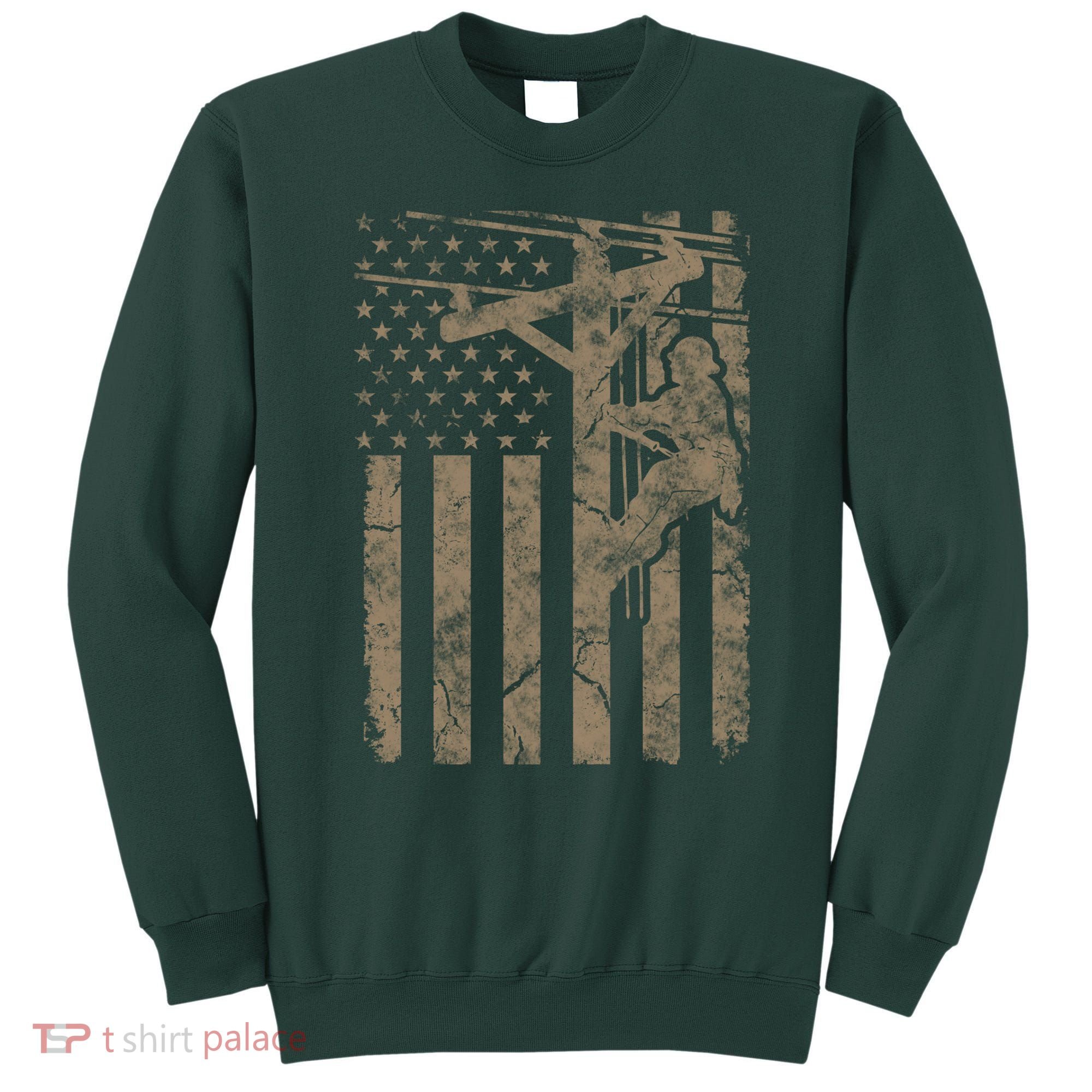 American Flag Distressed Patriotic Electric Cable Lineman Gift Sweatshirt