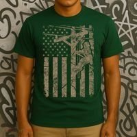 American Flag Distressed Patriotic Electric Cable Lineman Gift T-Shirt thumb 3