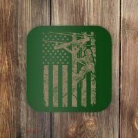 American Flag Distressed Patriotic Electric Cable Lineman Gift Coaster thumb 0