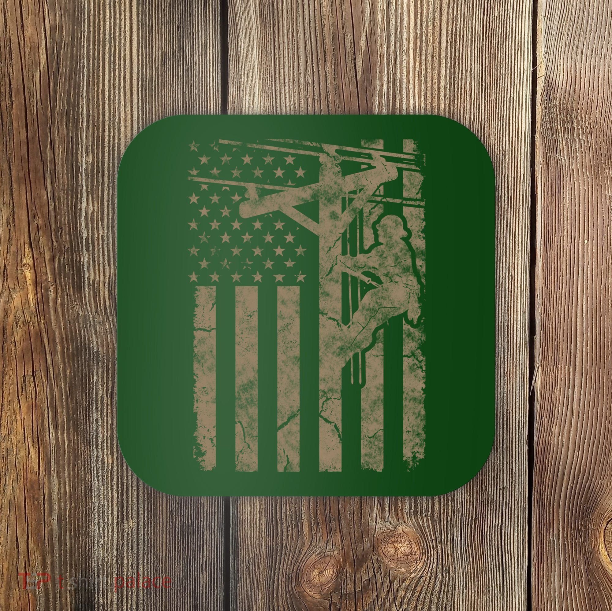 American Flag Distressed Patriotic Electric Cable Lineman Gift Coaster