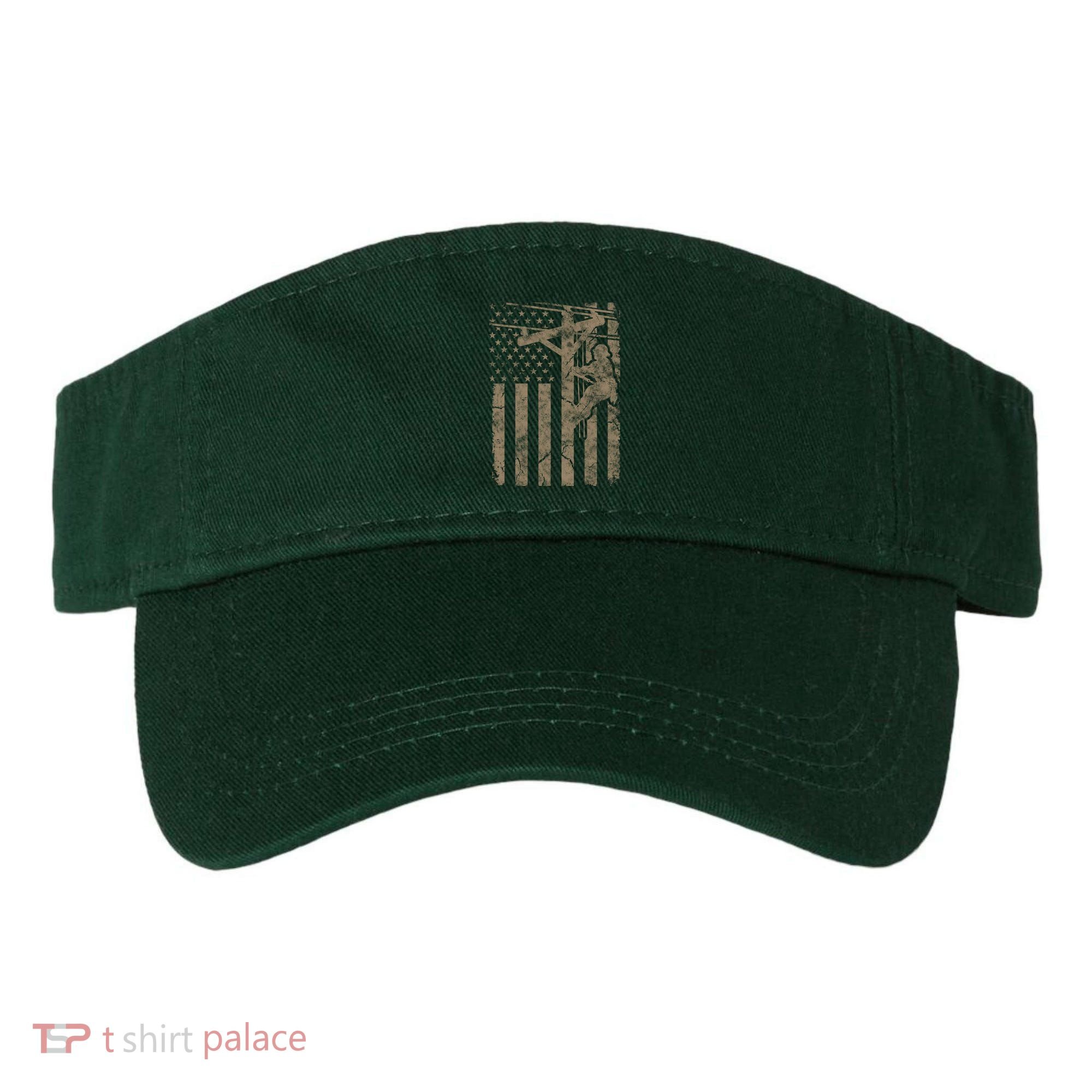 American Flag Distressed Patriotic Electric Cable Lineman Gift Visor