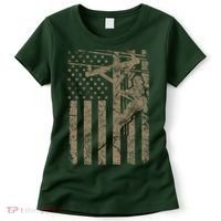 American Flag Distressed Patriotic Electric Cable Lineman Gift Women's T-Shirt thumb 0