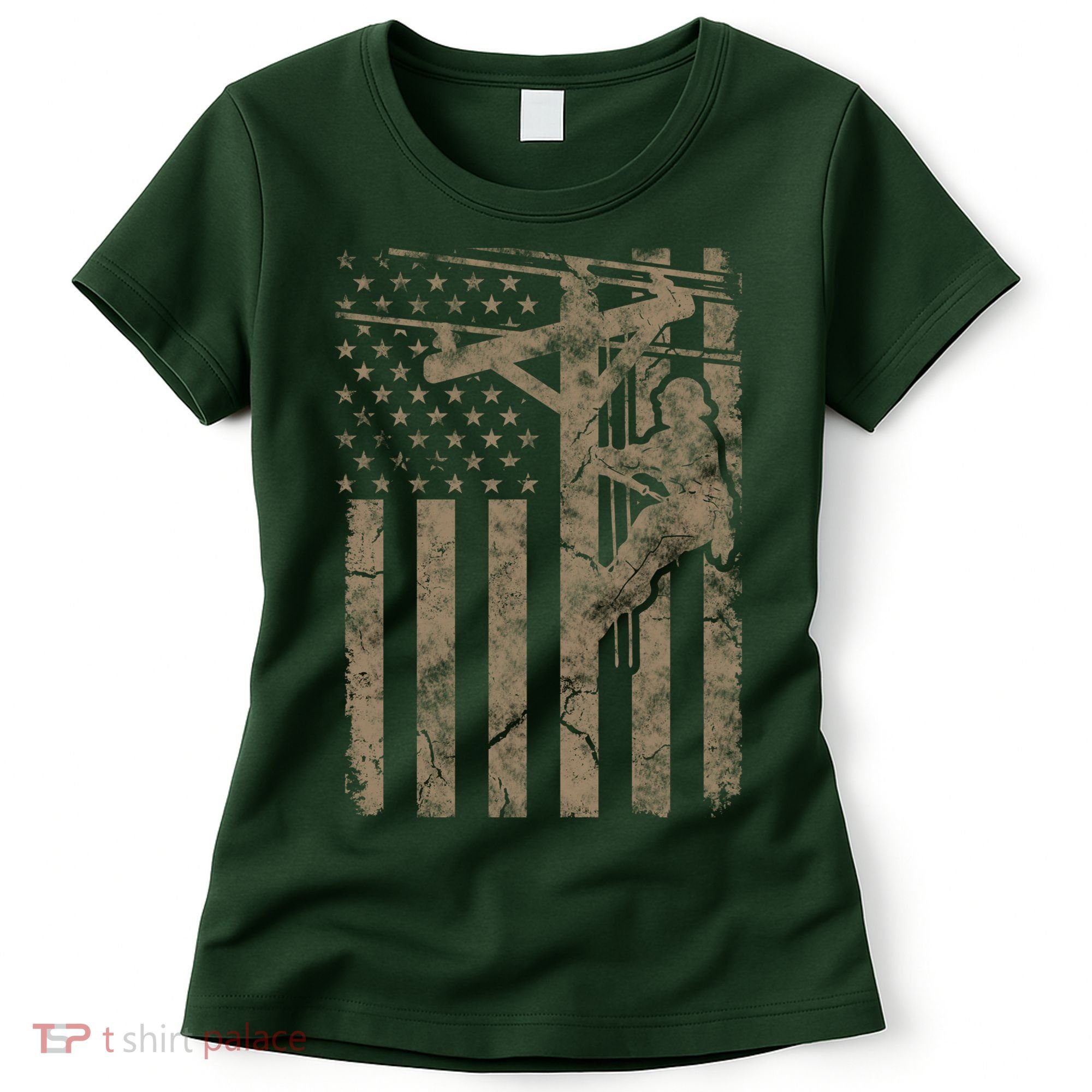 American Flag Distressed Patriotic Electric Cable Lineman Gift Women's T-Shirt