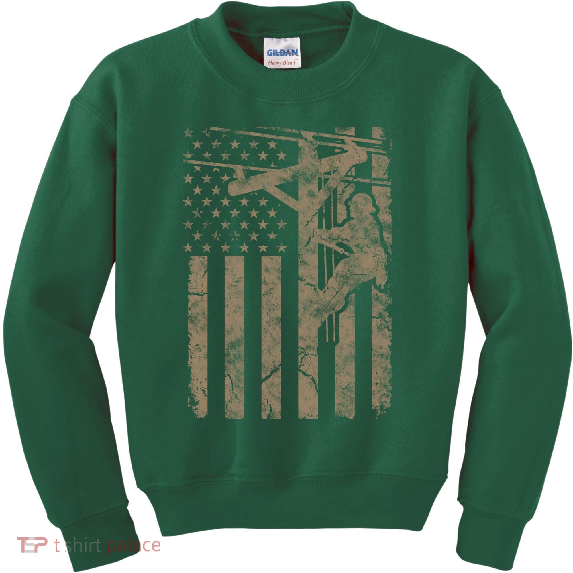 American Flag Distressed Patriotic Electric Cable Lineman Gift Kids Sweatshirt