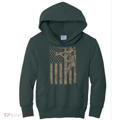 American Flag Distressed Patriotic Electric Cable Lineman Gift Kids Hoodie