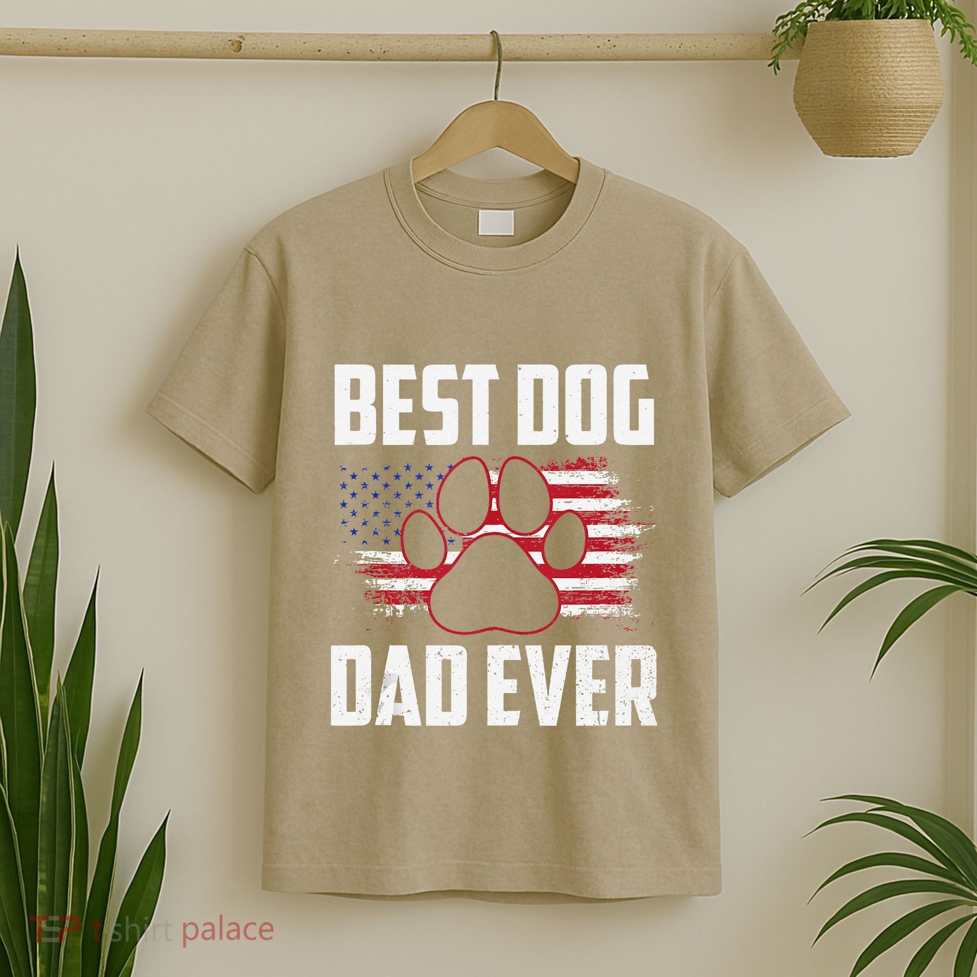 American Flag Dog Dad Owner Best Dog Dad Ever Fathers Day T-Shirt