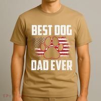 American Flag Dog Dad Owner Best Dog Dad Ever Fathers Day T-Shirt thumb 3