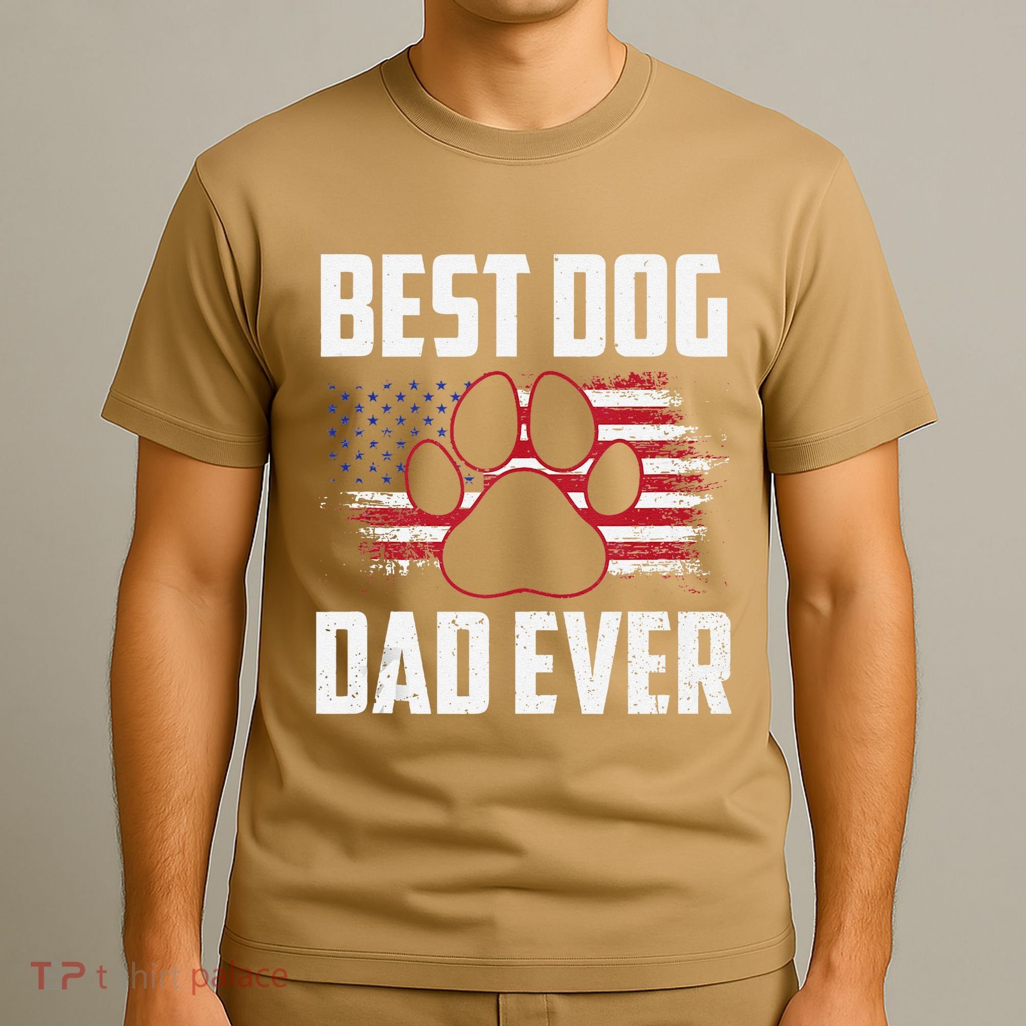 American Flag Dog Dad Owner Best Dog Dad Ever Fathers Day T-Shirt