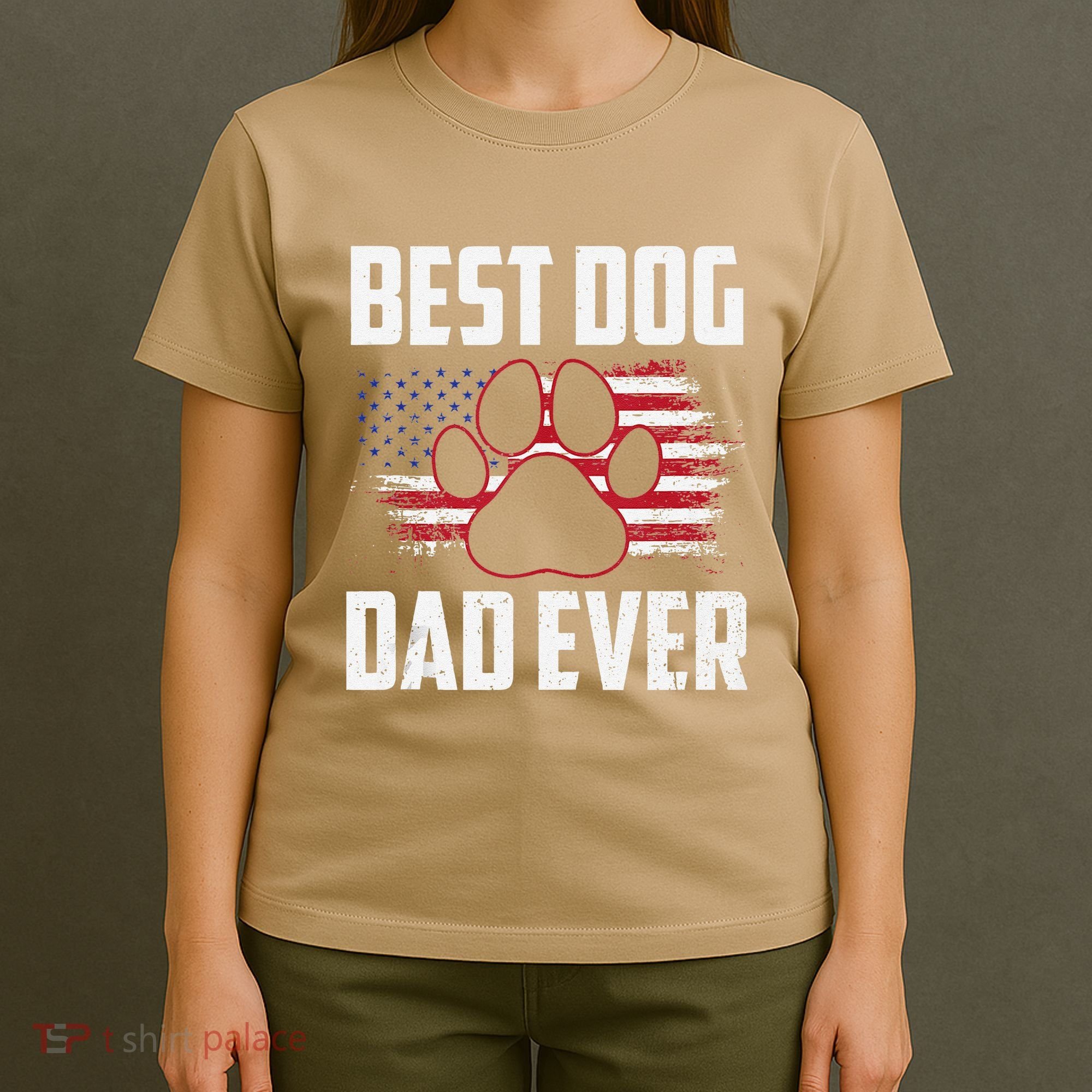 American Flag Dog Dad Owner Best Dog Dad Ever Fathers Day T-Shirt