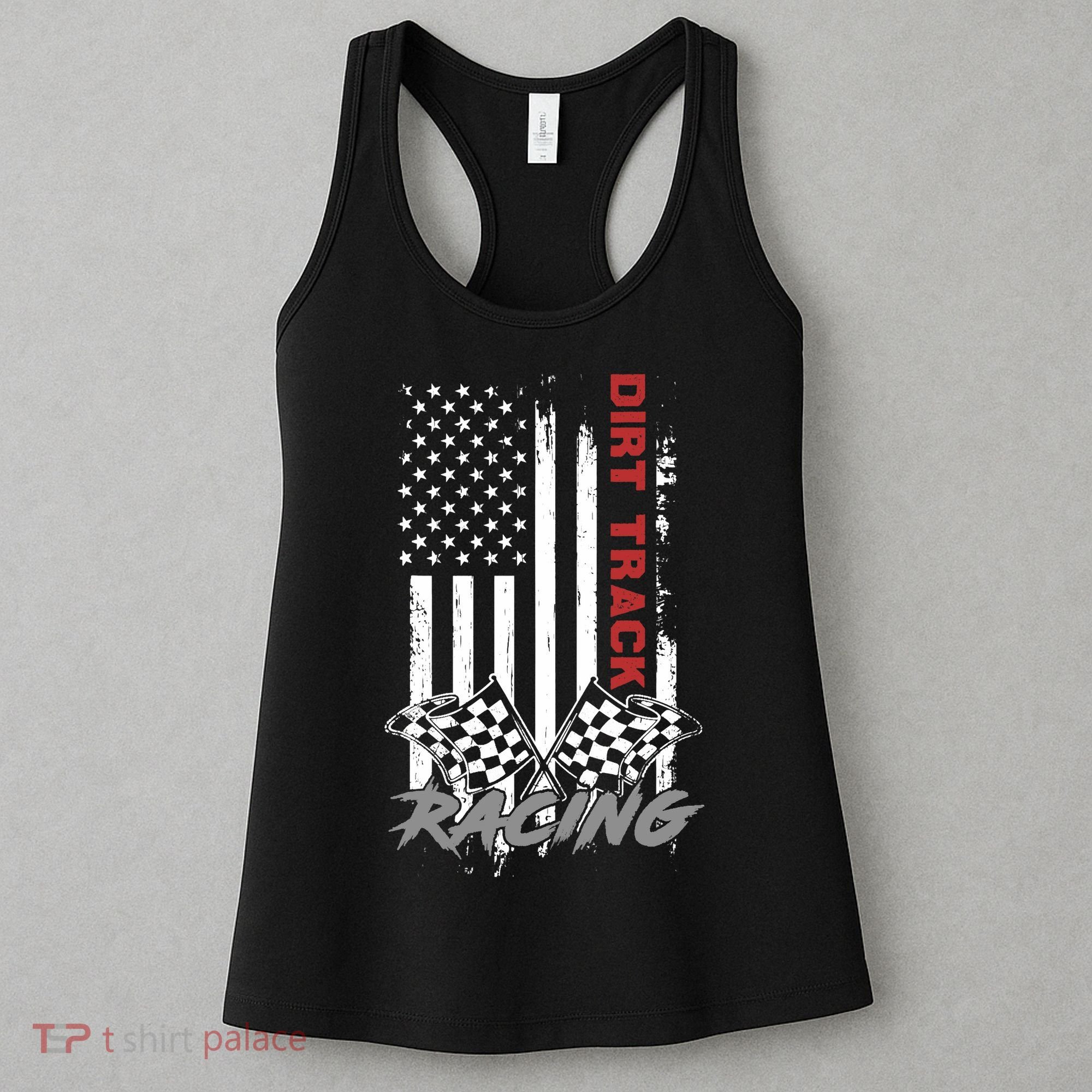 American Flag Dirt Track Racing Car Bike Driver Racer Gifts Women's Tank Top