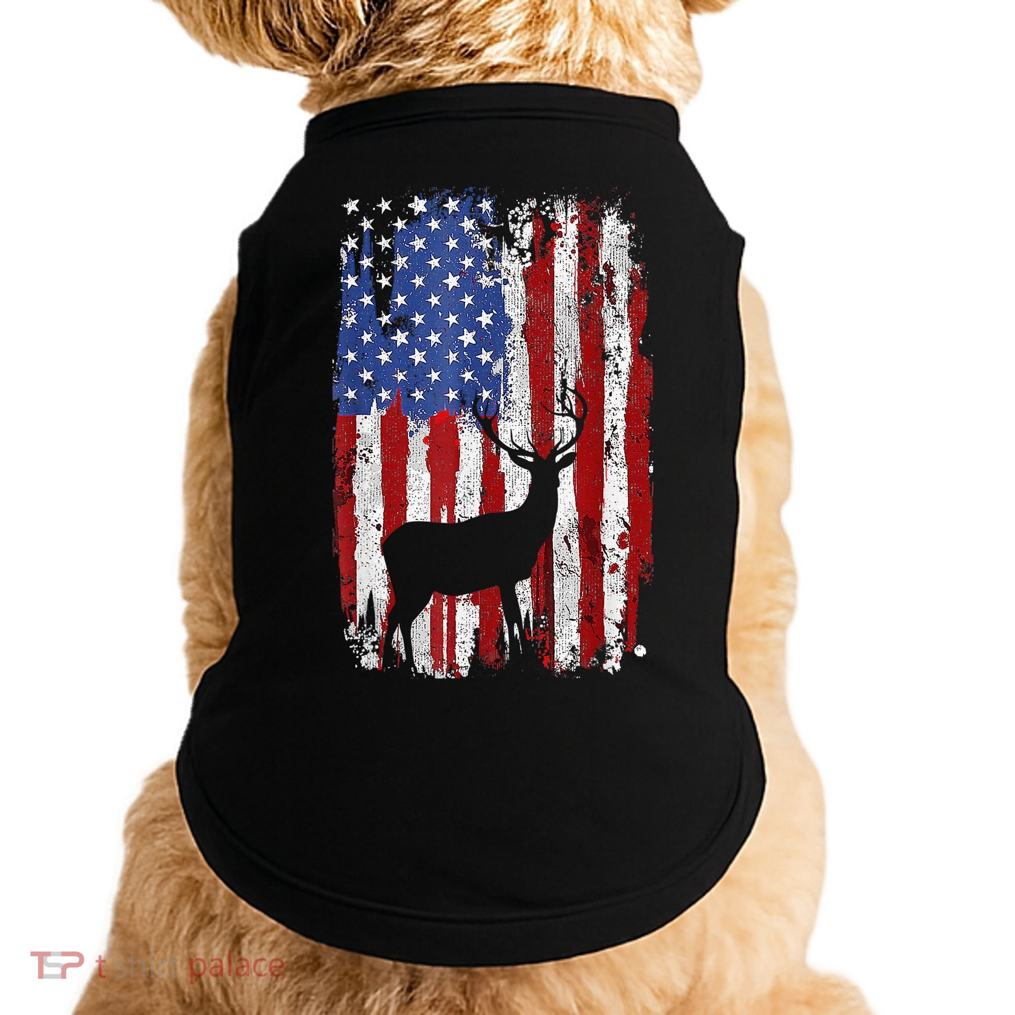 American Flag Deer Hunters Deer on American Flag Doggie Tank
