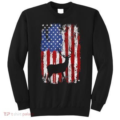 American Flag Deer Hunters Deer on American Flag Sweatshirt
