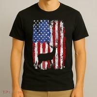 American Flag Deer Hunters Deer on American Flag T-Shirt thumb 3