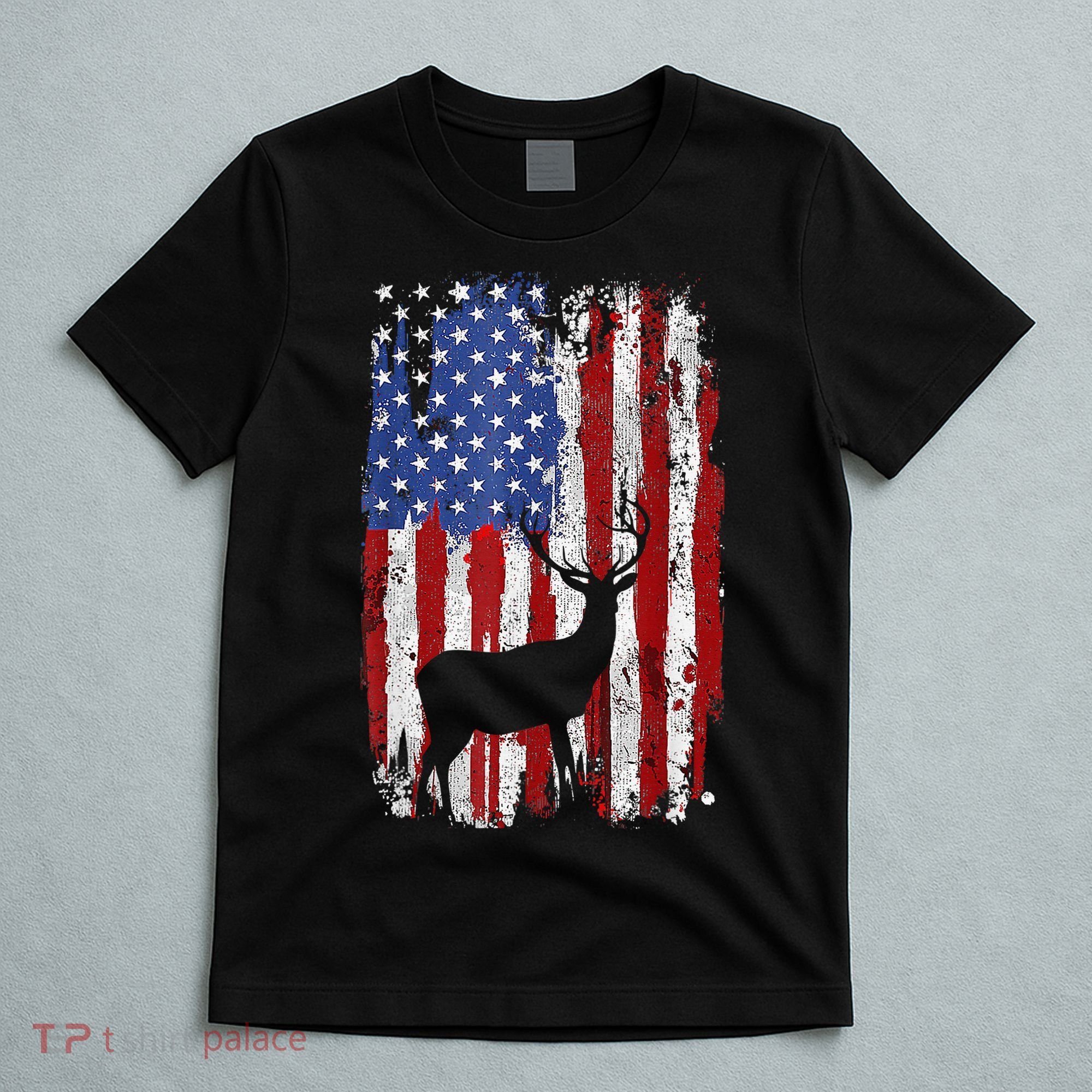 American Flag Deer Hunters Deer on American Flag T-Shirt