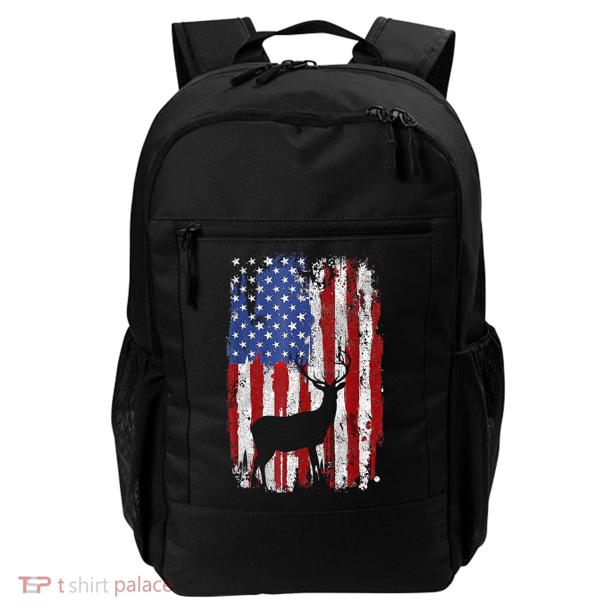American Flag Deer Hunters Deer on American Flag Backpack